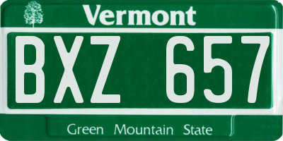 VT license plate BXZ657