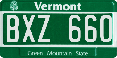 VT license plate BXZ660