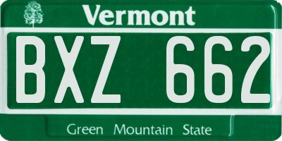 VT license plate BXZ662