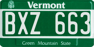 VT license plate BXZ663