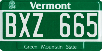 VT license plate BXZ665