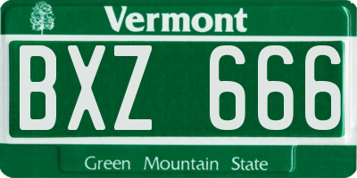 VT license plate BXZ666