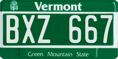 VT license plate BXZ667