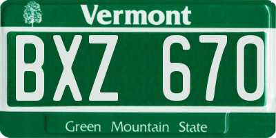 VT license plate BXZ670