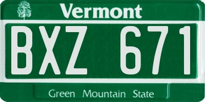 VT license plate BXZ671