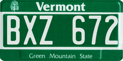 VT license plate BXZ672