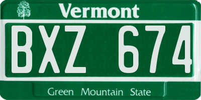 VT license plate BXZ674