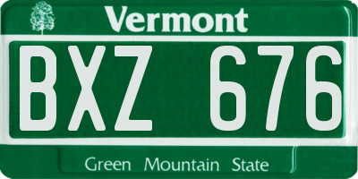 VT license plate BXZ676