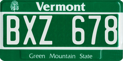 VT license plate BXZ678
