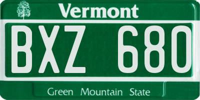 VT license plate BXZ680