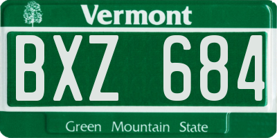VT license plate BXZ684