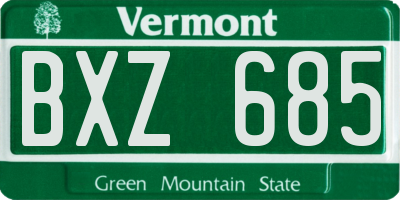 VT license plate BXZ685