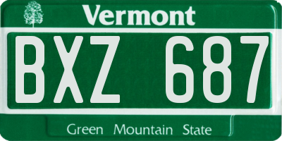 VT license plate BXZ687