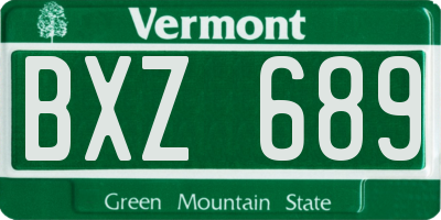 VT license plate BXZ689