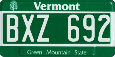 VT license plate BXZ692