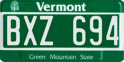 VT license plate BXZ694
