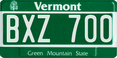 VT license plate BXZ700