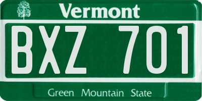 VT license plate BXZ701