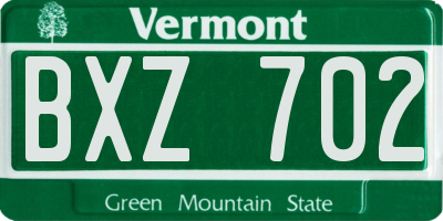 VT license plate BXZ702