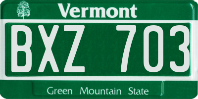 VT license plate BXZ703