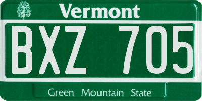 VT license plate BXZ705