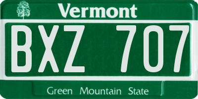 VT license plate BXZ707