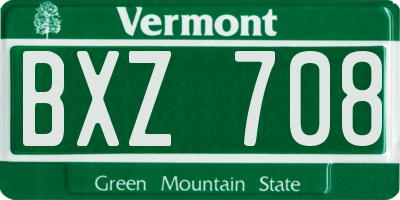 VT license plate BXZ708