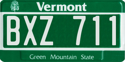 VT license plate BXZ711