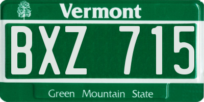 VT license plate BXZ715