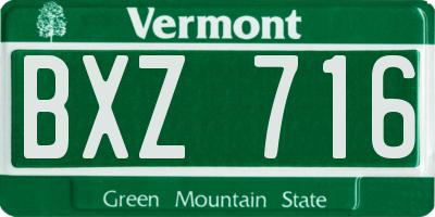VT license plate BXZ716
