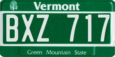 VT license plate BXZ717
