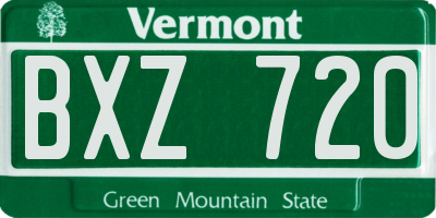 VT license plate BXZ720