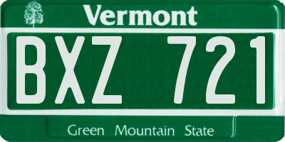 VT license plate BXZ721