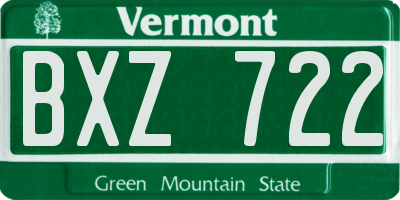 VT license plate BXZ722