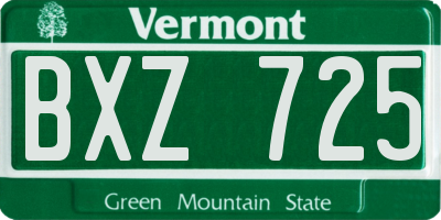 VT license plate BXZ725