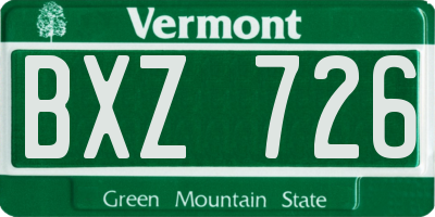 VT license plate BXZ726