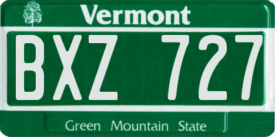 VT license plate BXZ727