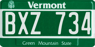 VT license plate BXZ734