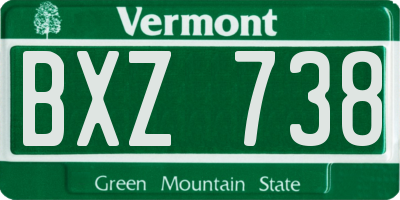 VT license plate BXZ738