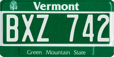 VT license plate BXZ742