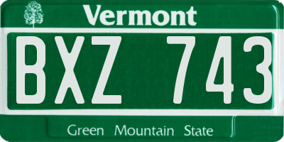 VT license plate BXZ743