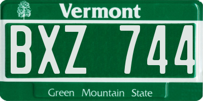VT license plate BXZ744