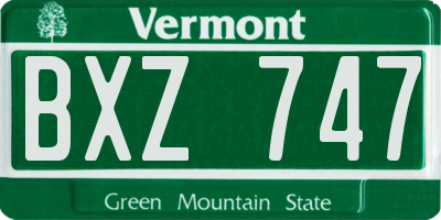 VT license plate BXZ747