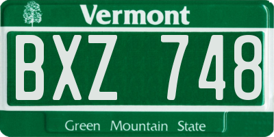 VT license plate BXZ748