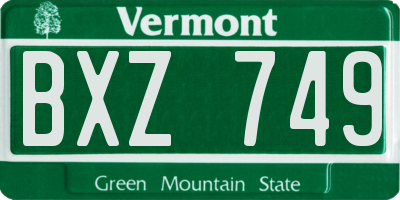 VT license plate BXZ749