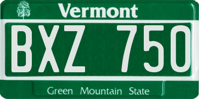 VT license plate BXZ750