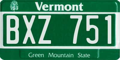 VT license plate BXZ751
