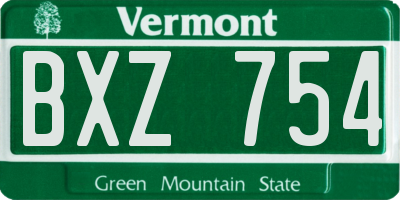 VT license plate BXZ754