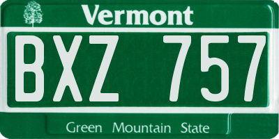 VT license plate BXZ757