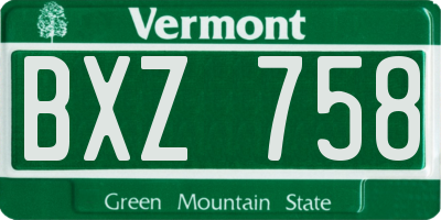 VT license plate BXZ758